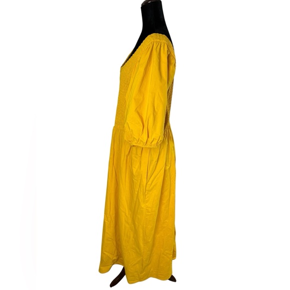 Eloquii Vibrant Yellow Smocked Asymmetric Neck Maxi Dress - Picture 7 of 12